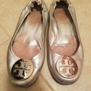 Tory Burch silver flats